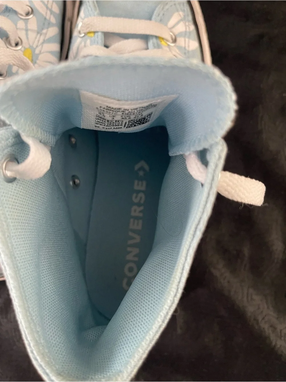 Converse High Top Platform Sneakers - Light Blue with White Daisy Print